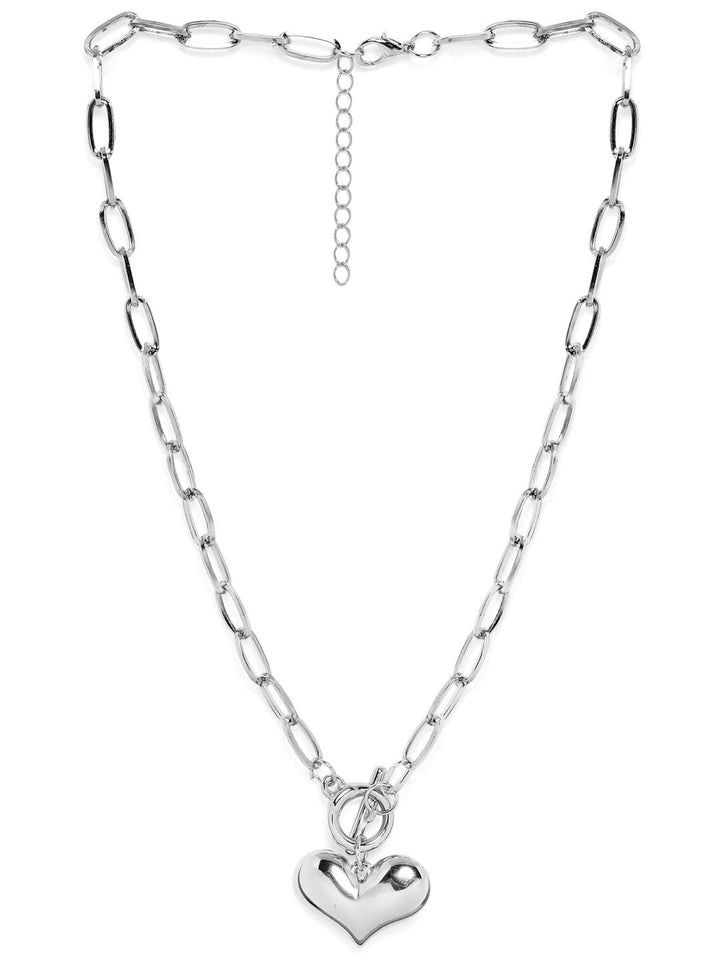 Rubans Silver Plated Handcrafted Interlinked Heart Shape Chain Necklace Chain & Necklaces