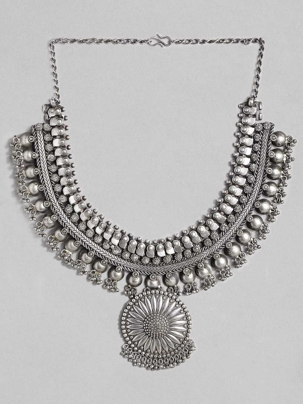 Rubans Silver Plated Handcrafted Oxidised Necklace Chain & Necklaces