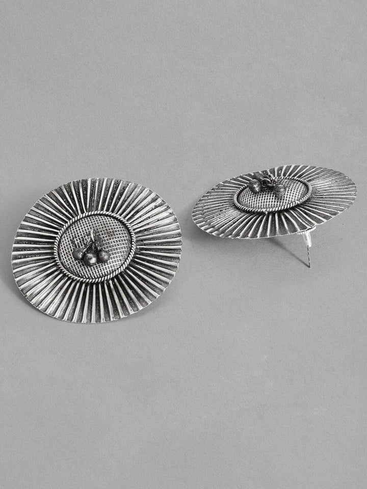 Rubans Silver Plated Handcrafted Oxidised Stud Earrings Earrings