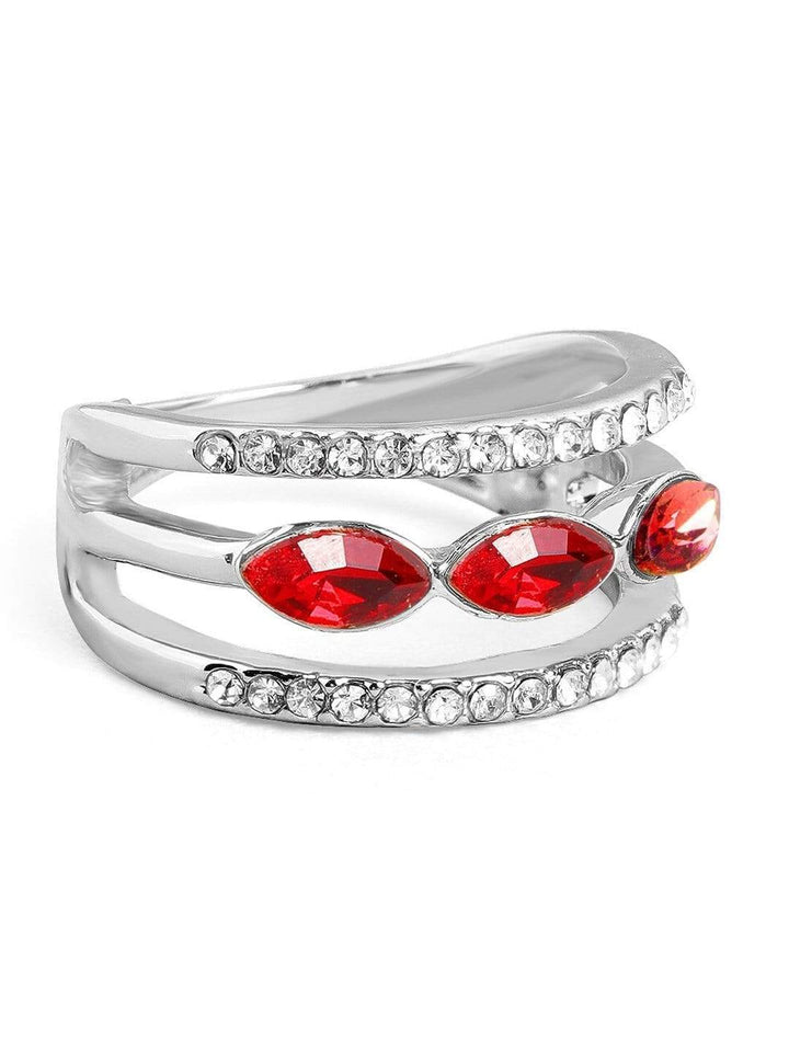 Rubans Silver Plated Handcrafted Red Stone Rings Rings