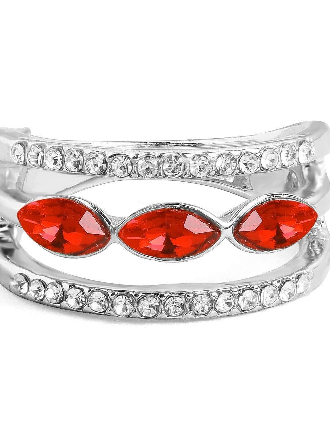 Rubans Silver Plated Handcrafted Red Stone Rings Rings