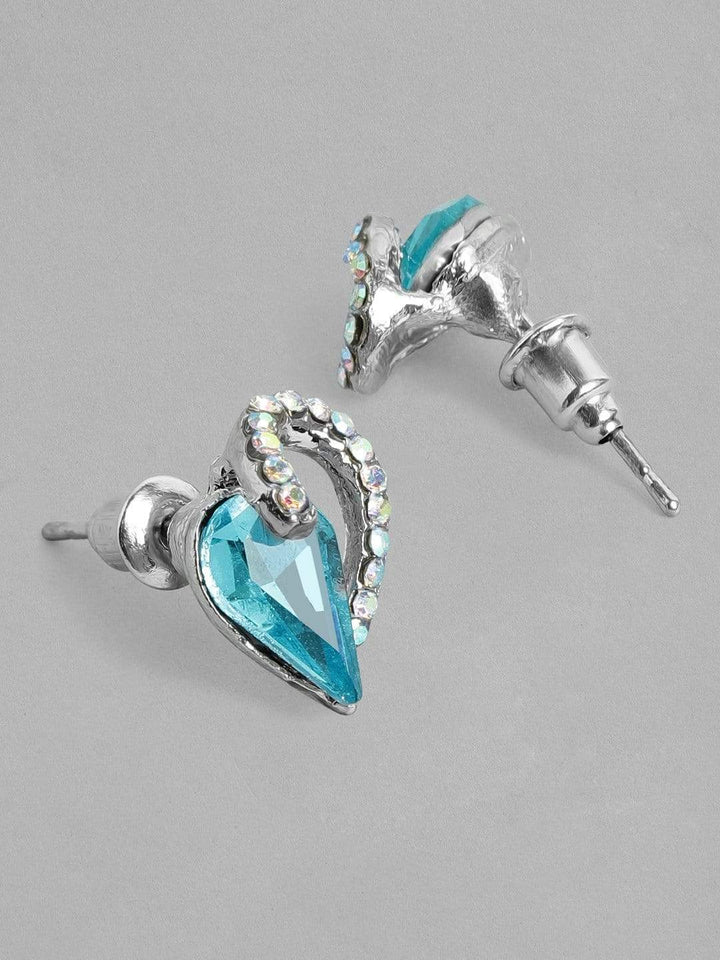 Rubans Silver Plated Handcrafted  Sky Blue Stone Stud Earrings Earrings