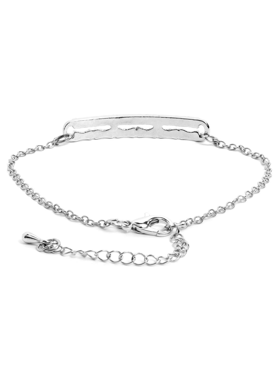 Rubans Silver Plated Handcrafted White Stone Chain Bracelet Bangles & Bracelets