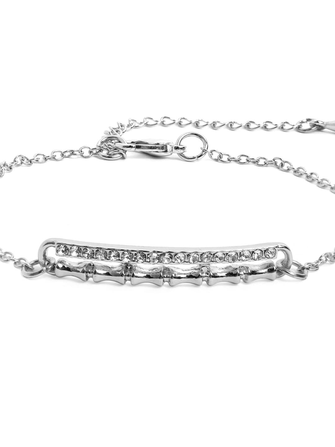 Rubans Silver Plated Handcrafted White Stone Chain Bracelet Bangles & Bracelets