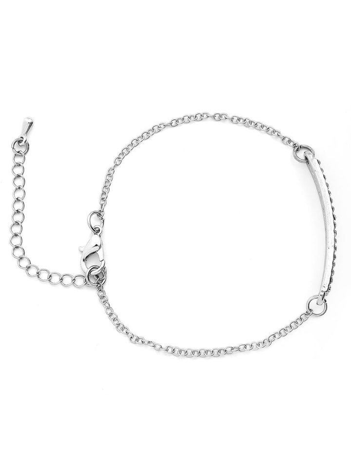 Rubans Silver Plated Handcrafted White Stone Chain Bracelet Bangles & Bracelets