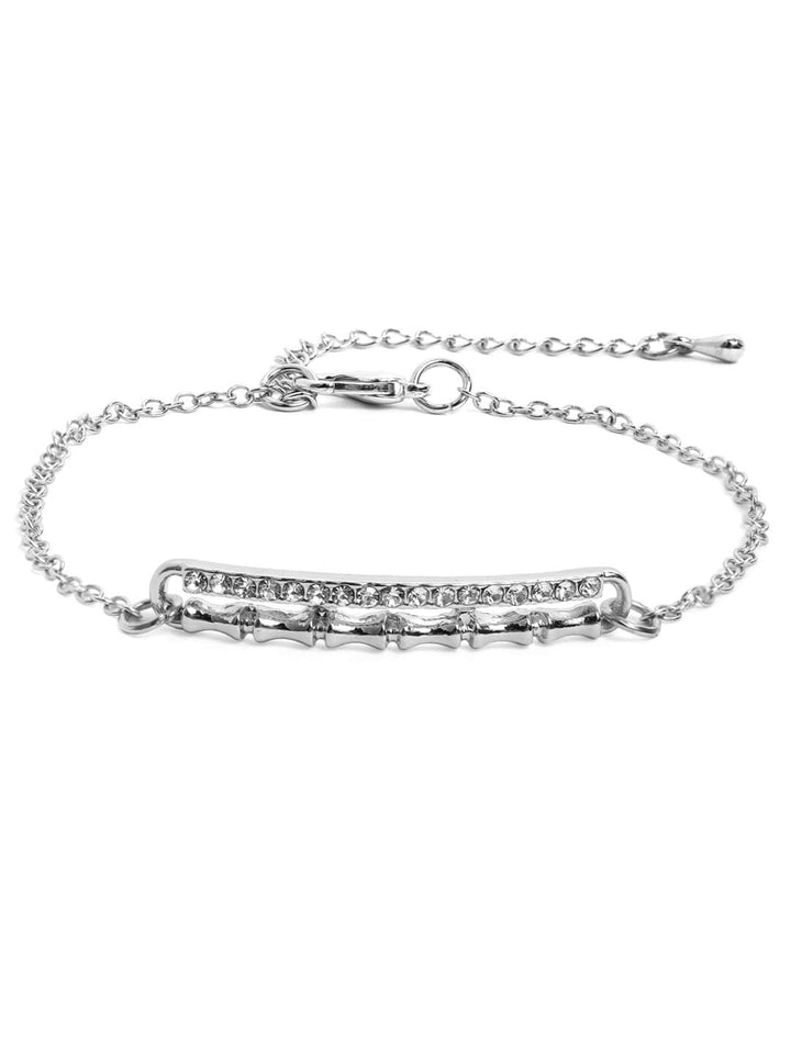 Rubans Silver Plated Handcrafted White Stone Chain Bracelet Bangles & Bracelets