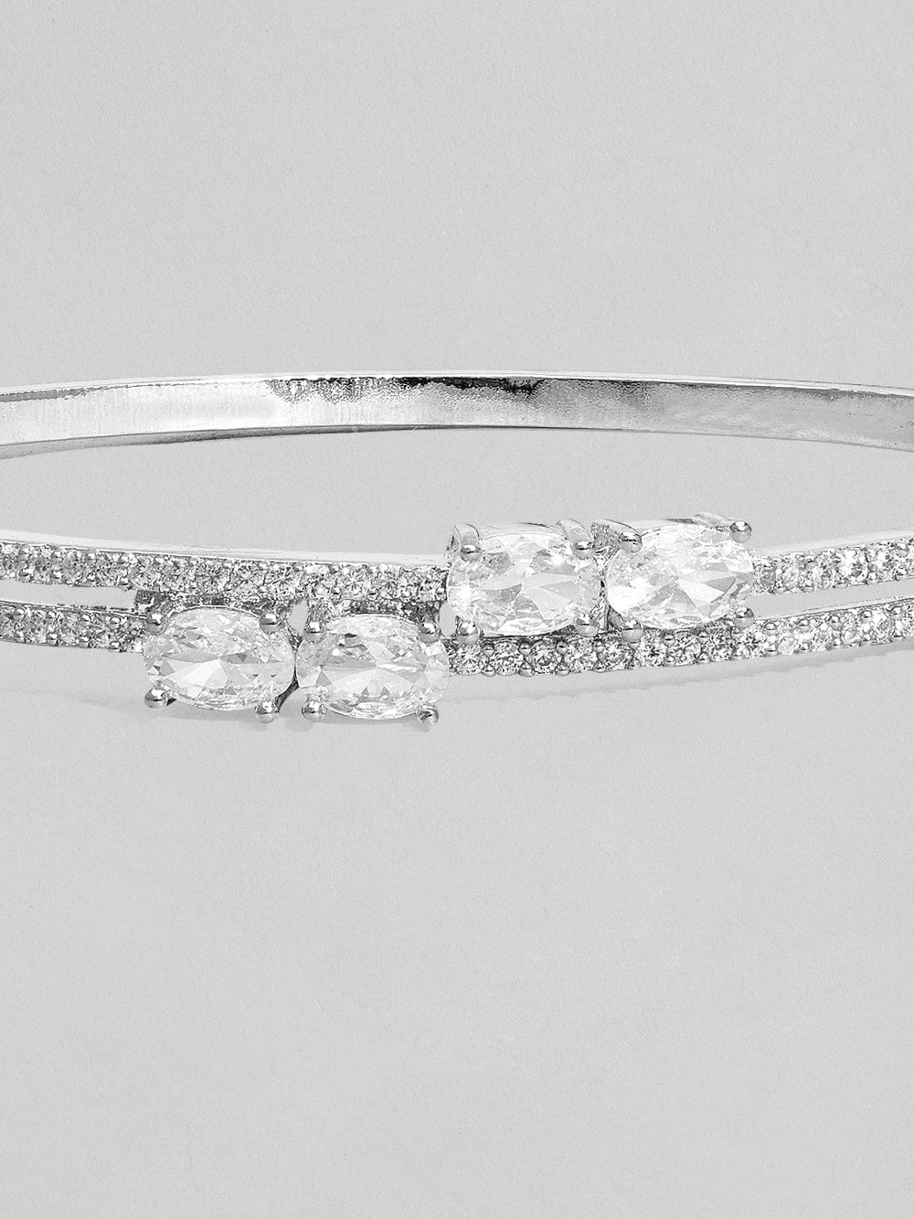 Rubans Silver-Plated Handcrafted Zircon Bangle-Style Bracelet Bracelets