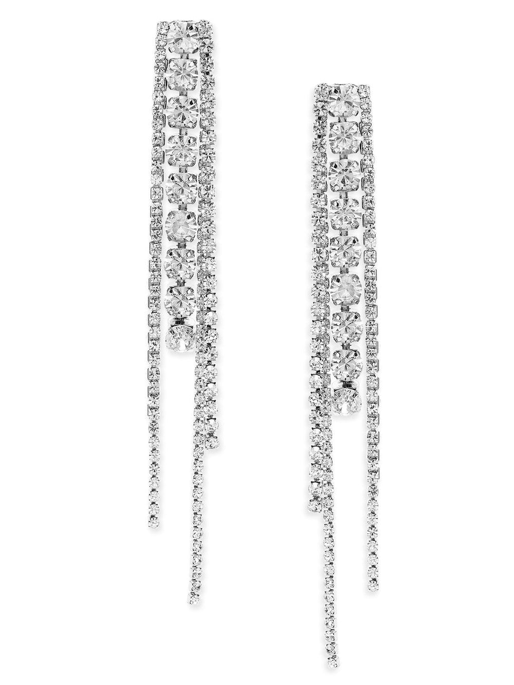 Rubans Silver Plated Handcrafted Zircon Stone Layered Drop Earrings Earrings