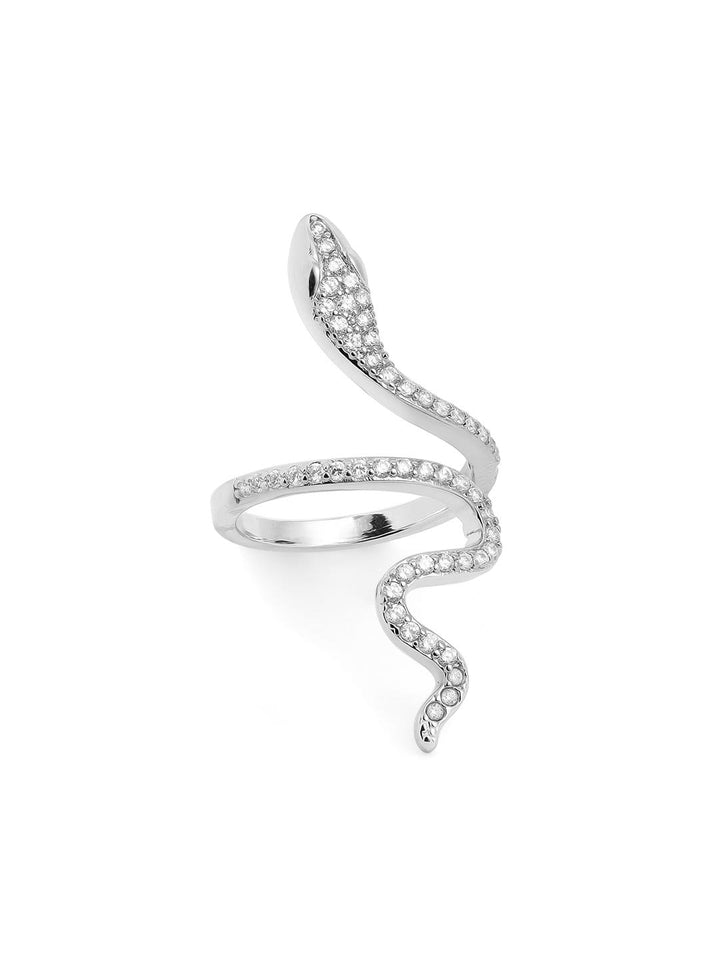 Rubans Silver Plated Handcrafted Zircon Stone Snake Shape Rings Rings