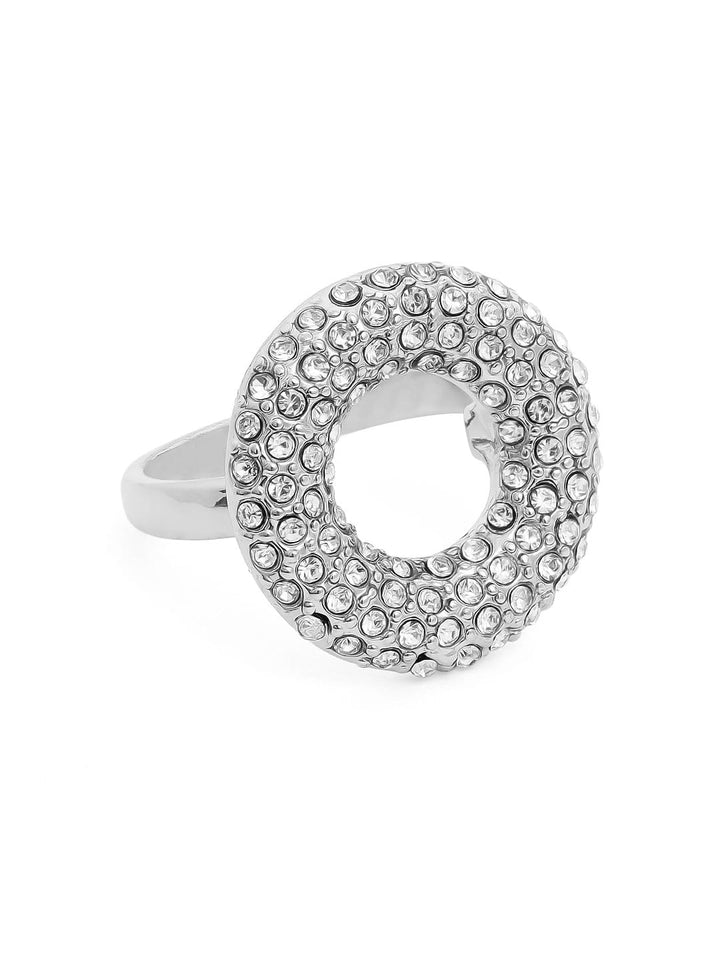 Rubans Silver Plated Handcrafted Zircon Studded Ring Rings