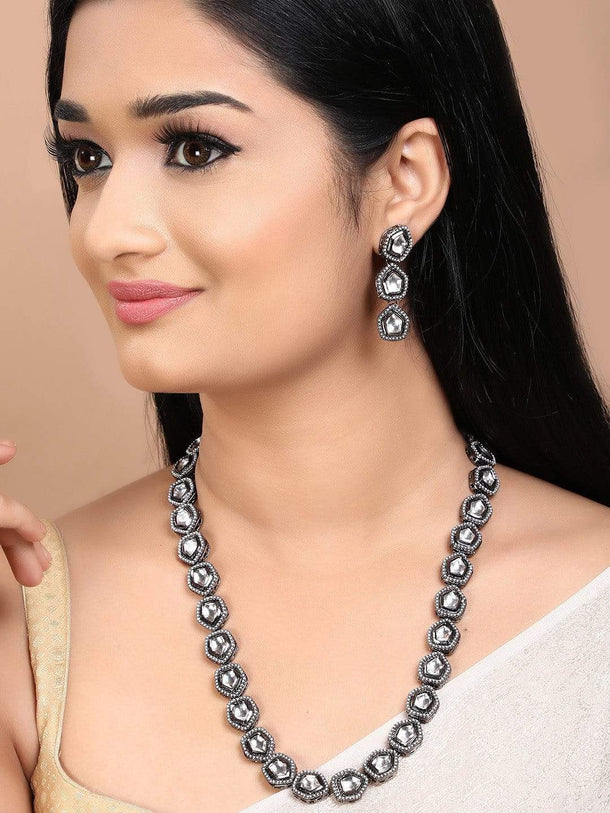 Rubans Silver Plated KundanÂ¬â€  Necklace Set Necklace Set