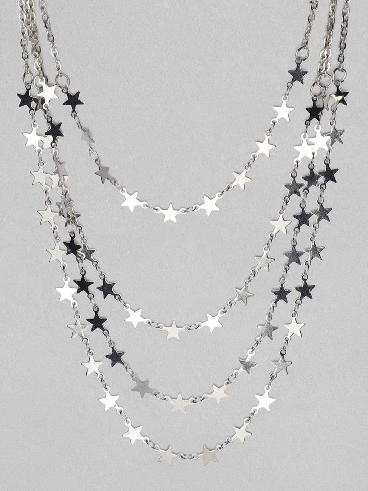 Rubans Silver Plated Multi Layer Star Necklace Necklace Set