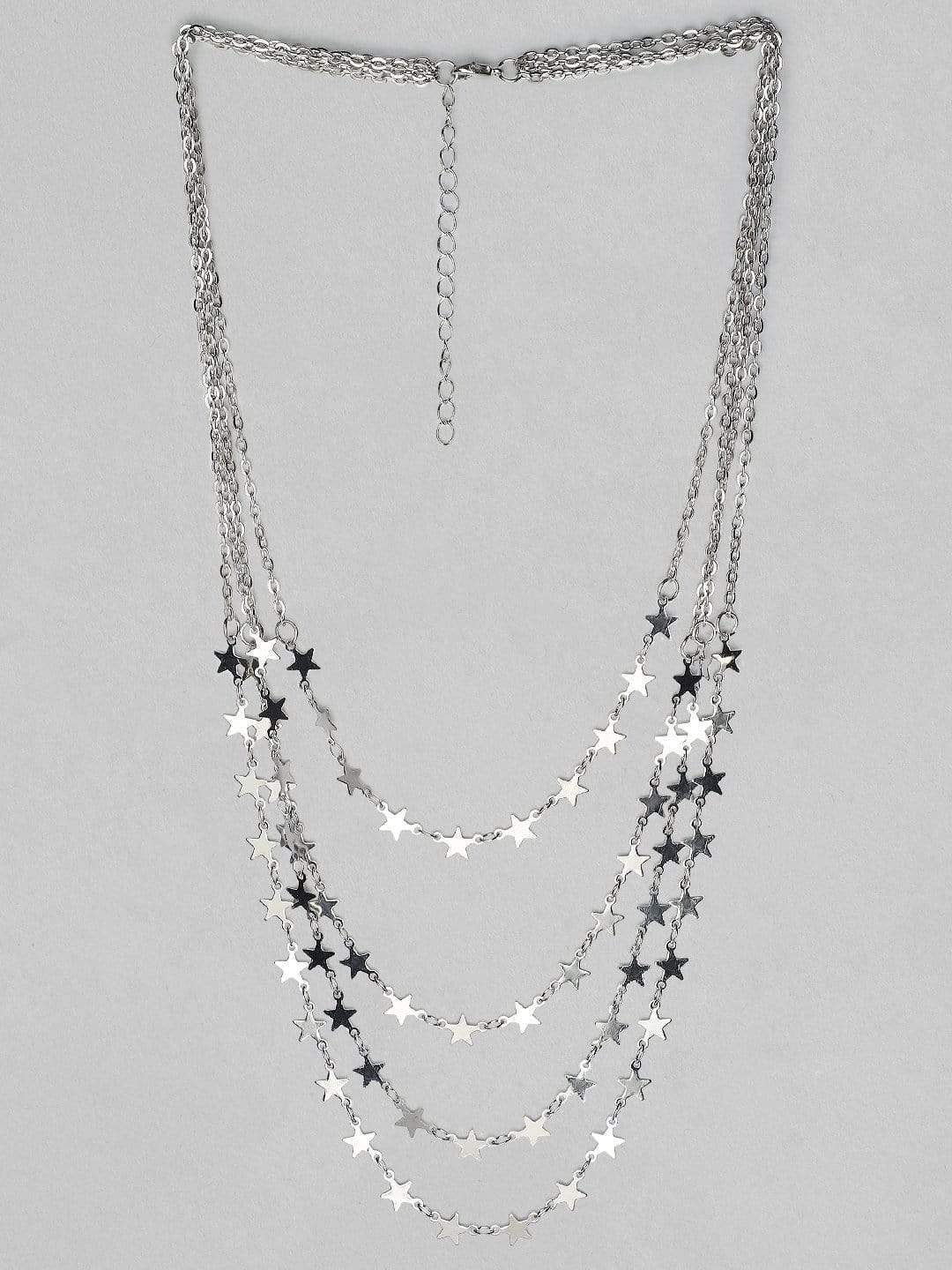 Rubans Silver Plated Multi Layer Star Necklace Necklace Set