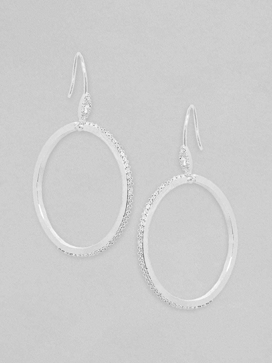 Rubans Silver-Plated Oval Drop Earrings Earrings