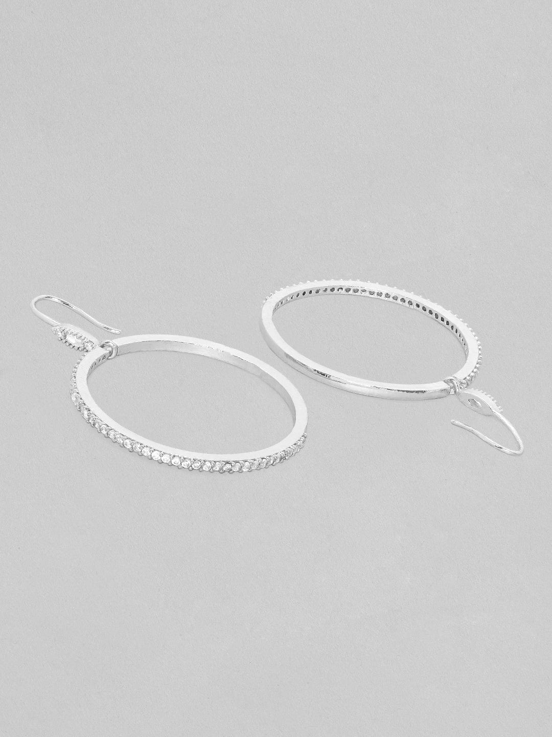 Rubans Silver-Plated Oval Drop Earrings Earrings