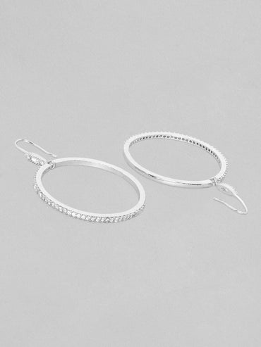 Rubans Silver-Plated Oval Drop Earrings Earrings