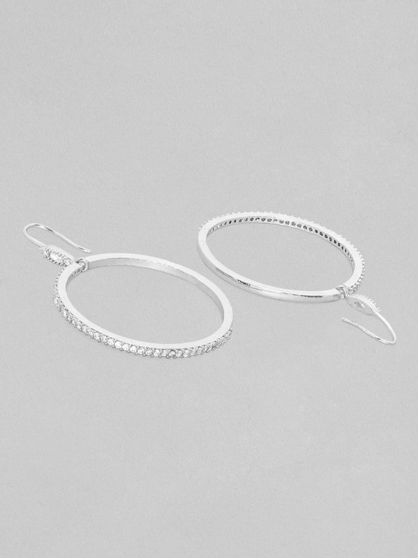Rubans Silver-Plated Oval Drop Earrings Earrings