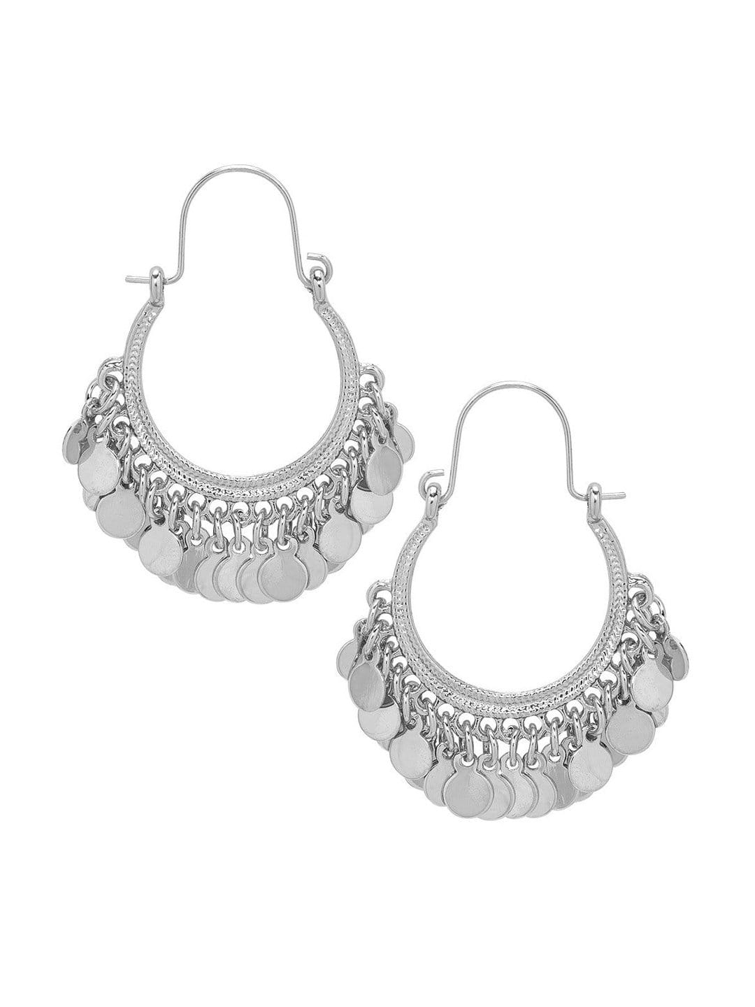 Rubans Silver-Plated Teardrop Shaped Hoop Earrings Earrings