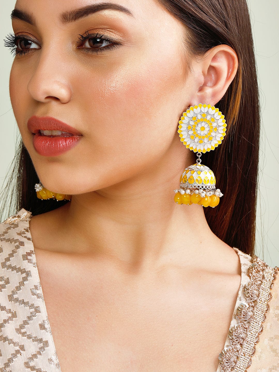 Buy A2S2 Yellow Colour Hoop Earrings for Women Gold Plated Shiny Rhinestone  Crystal Big Round Circle Earrings 35cm at Amazonin