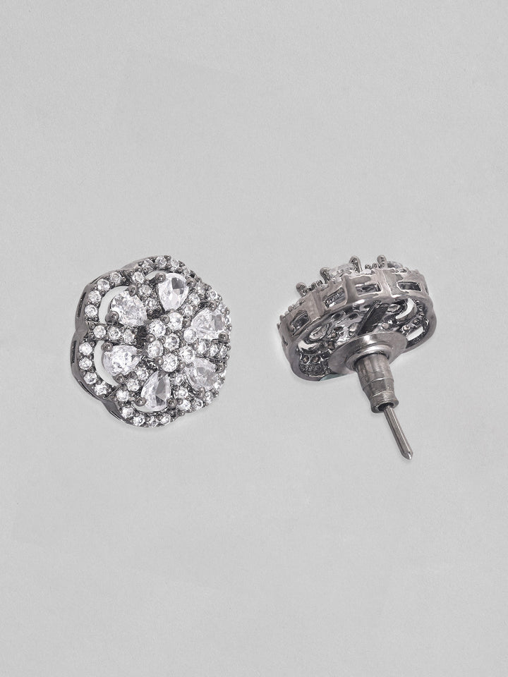 Rubans Silver-Toned Circular Studs Earrings Earrings