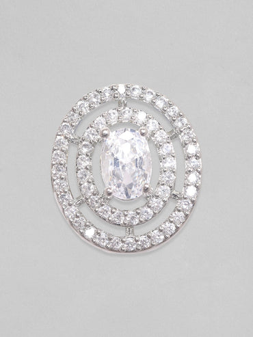 Rubans Silver-Toned Circular Studs Earrings Earrings
