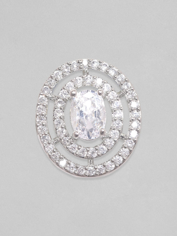 Rubans Silver-Toned Circular Studs Earrings Earrings