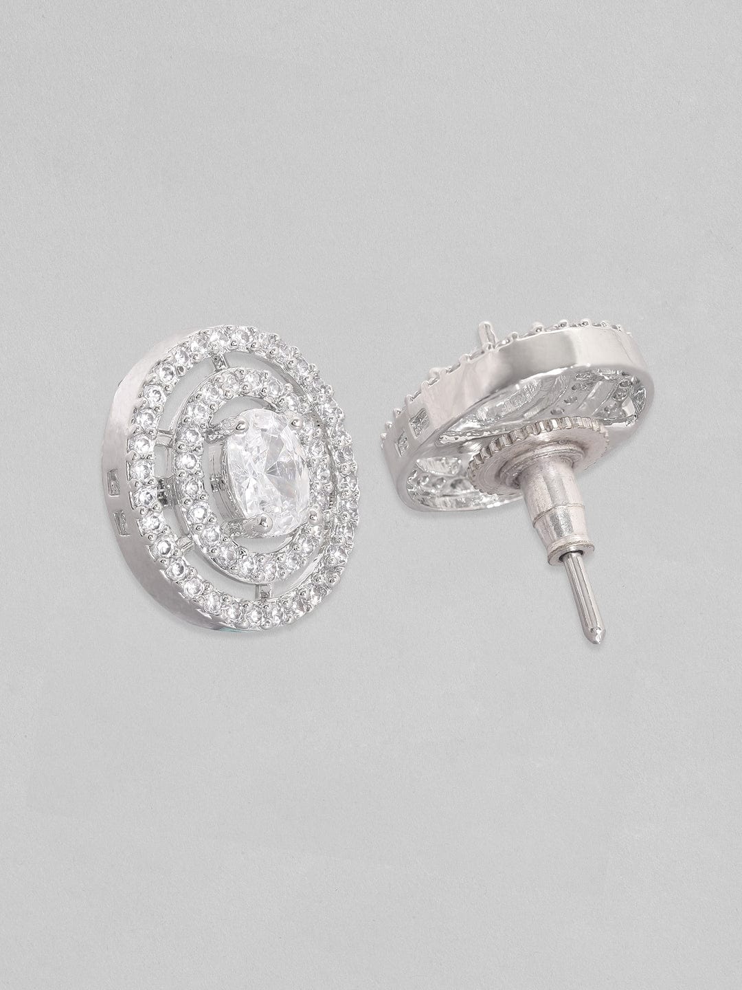 Rubans Silver-Toned Circular Studs Earrings Earrings