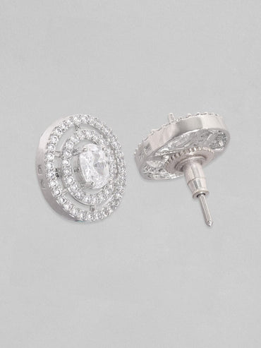 Rubans Silver-Toned Circular Studs Earrings Earrings