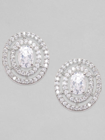 Rubans Silver-Toned Circular Studs Earrings Earrings