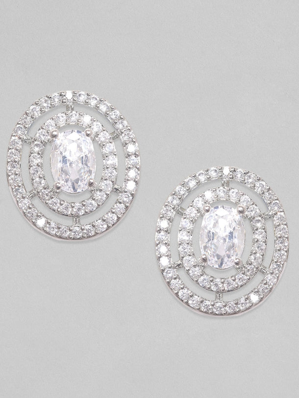 Rubans Silver-Toned Circular Studs Earrings Earrings