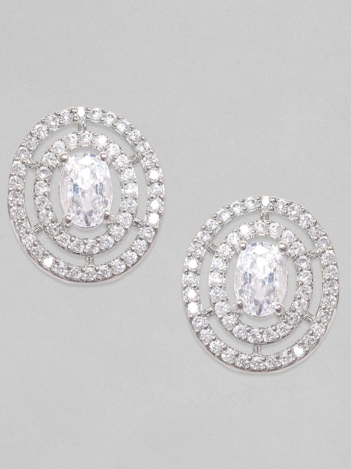 Rubans Silver-Toned Circular Studs Earrings Earrings