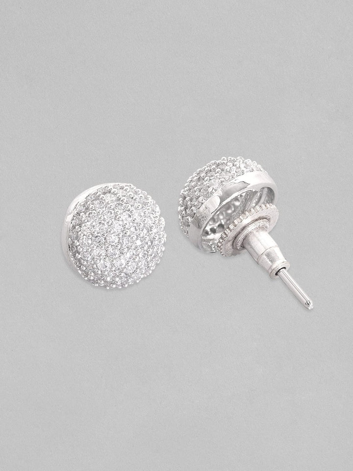 Rubans Silver-Toned Circular Studs Earrings Earrings