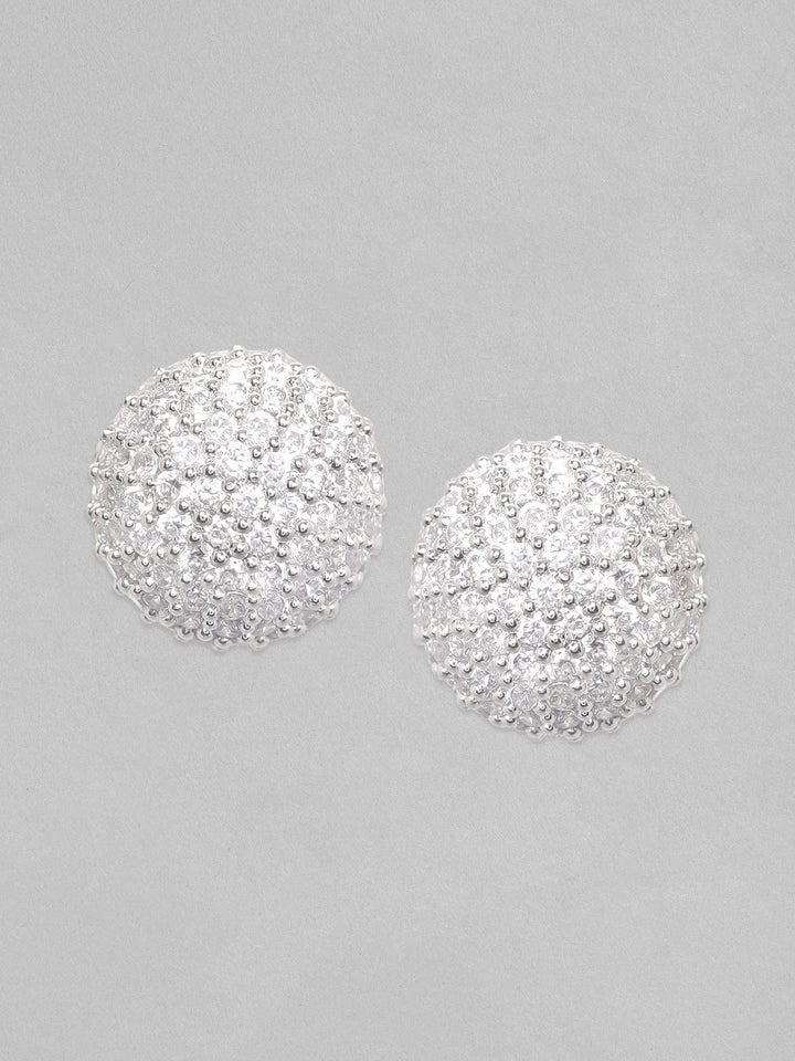 Rubans Silver-Toned Circular Studs Earrings Earrings