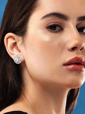 Rubans Silver-Toned Circular Studs Earrings Earrings