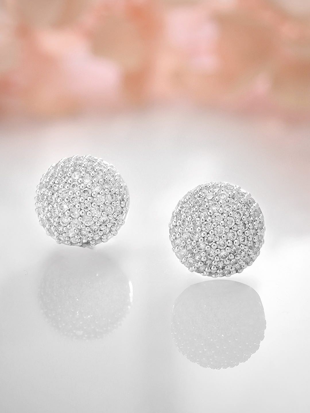 Rubans Silver-Toned Circular Studs Earrings Earrings