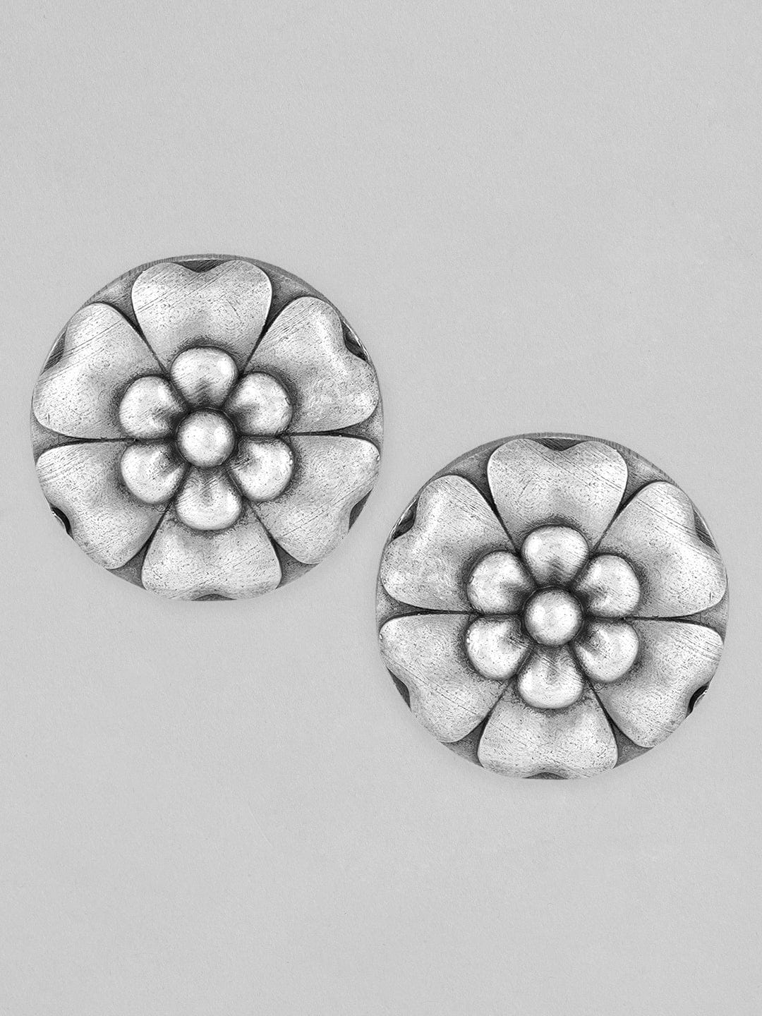 Rubans Silver-Toned Floral Studs Earrings Earrings