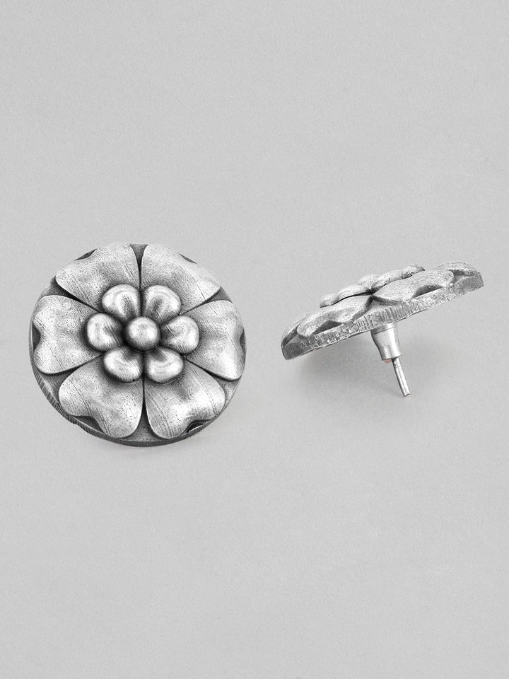 Rubans Silver-Toned Floral Studs Earrings Earrings