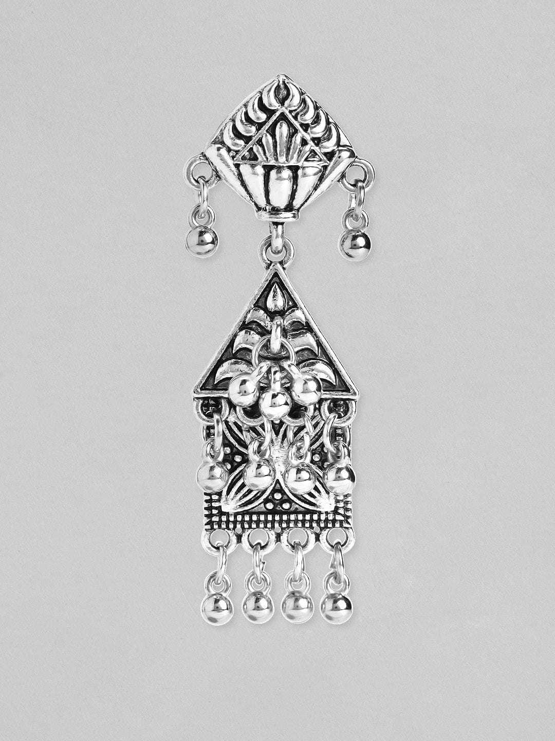 Rubans Silver-Toned Geometric Drop Earrings Earrings