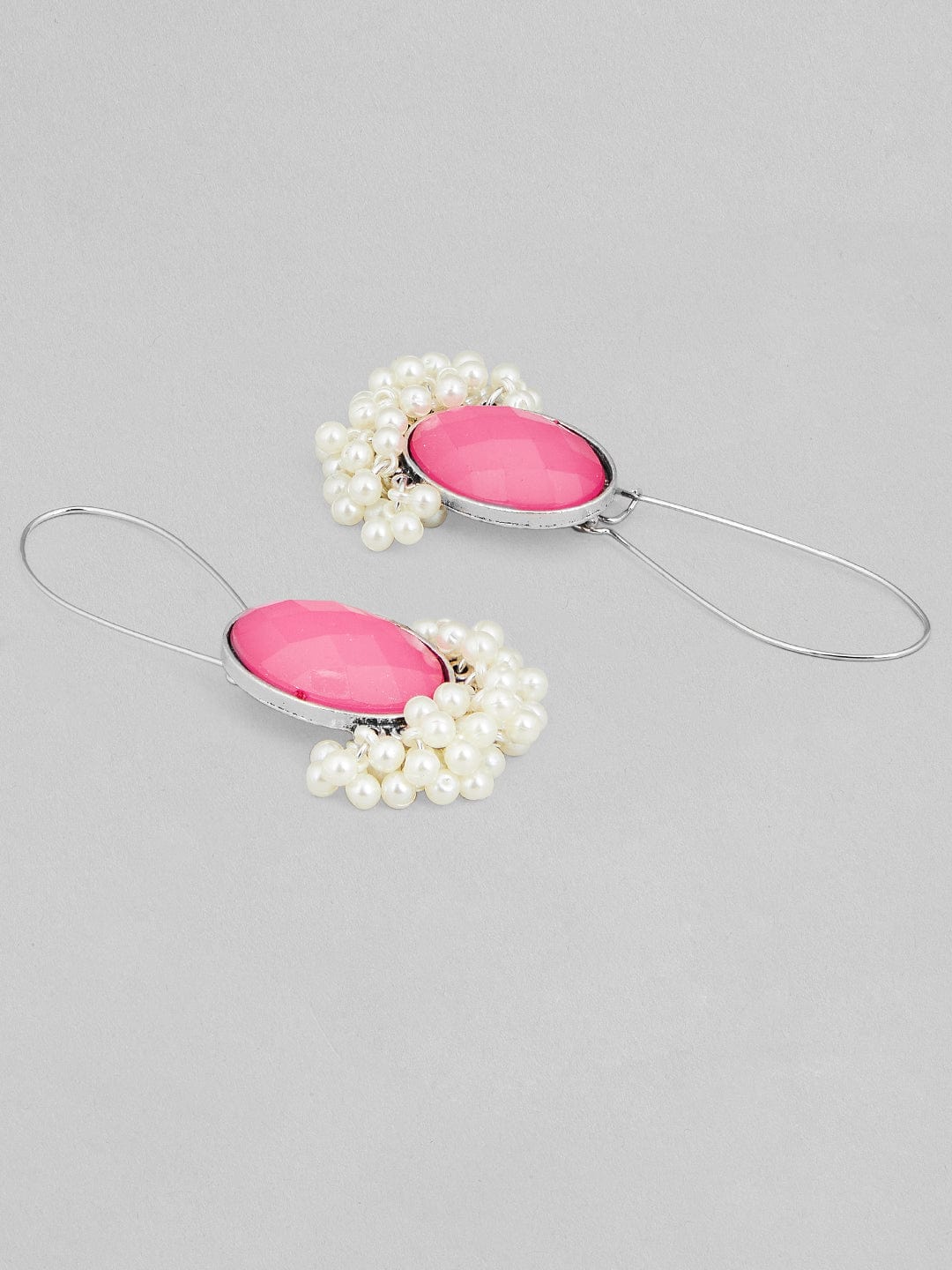 Rubans Silver-Toned Oval Drop Earrings Earrings