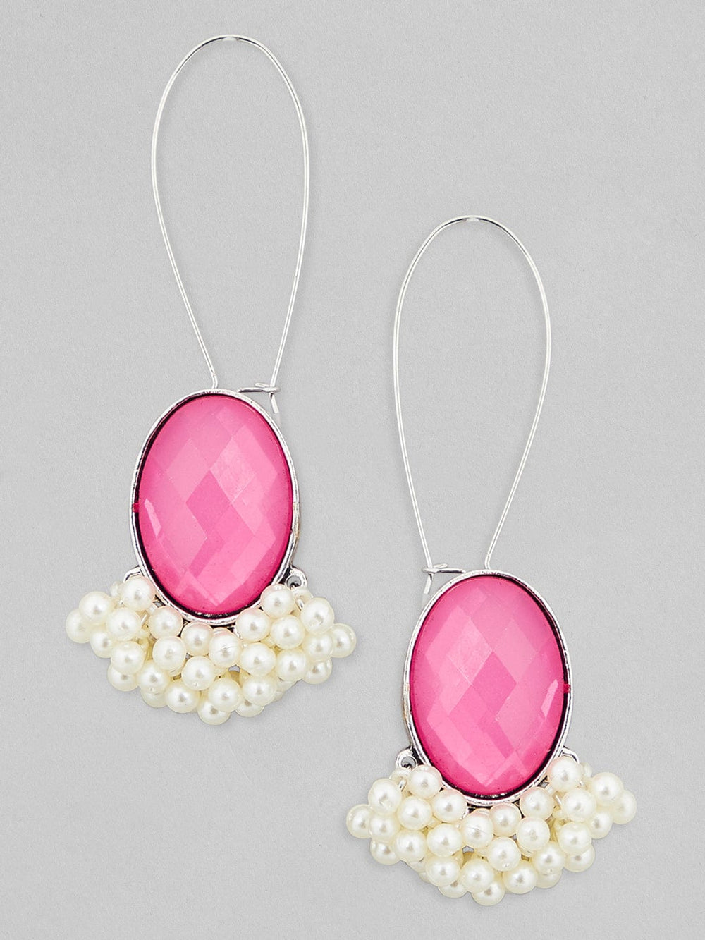 Rubans Silver-Toned Oval Drop Earrings Earrings