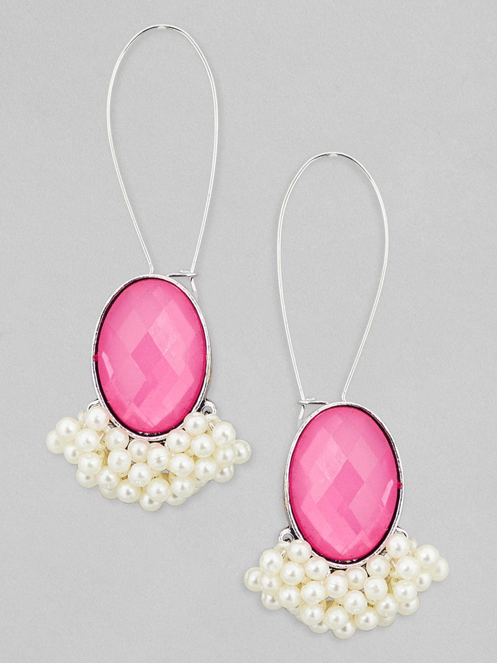 Rubans Silver-Toned Oval Drop Earrings Earrings