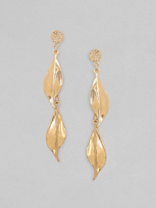 Rubans Voguish 18k Gold-Plated Leaf Shaped Drop Earrings Earrings