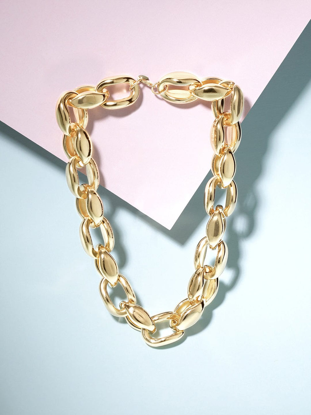Rubans Voguish 18K Gold Plated Link Chain Choker Necklace Chain & Necklaces