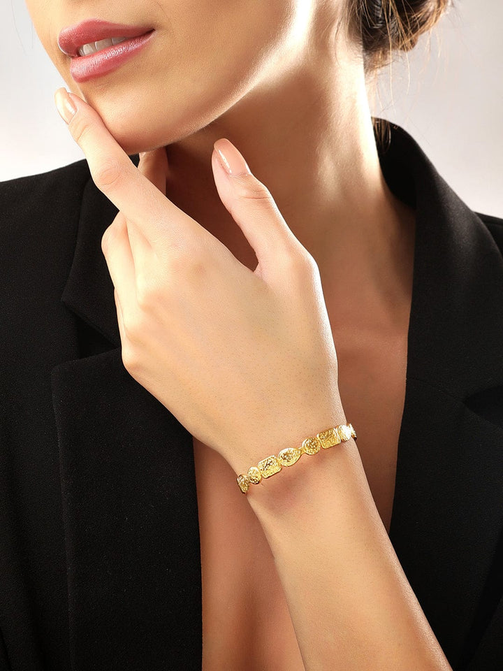 Rubans Voguish 18K Gold Plated Stainless Steel Minimal Adjustable Bracelet Bangles & Bracelets