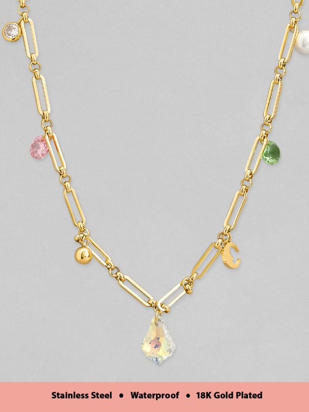 Pave Charm Paperclip Necklace – Meira T Boutique