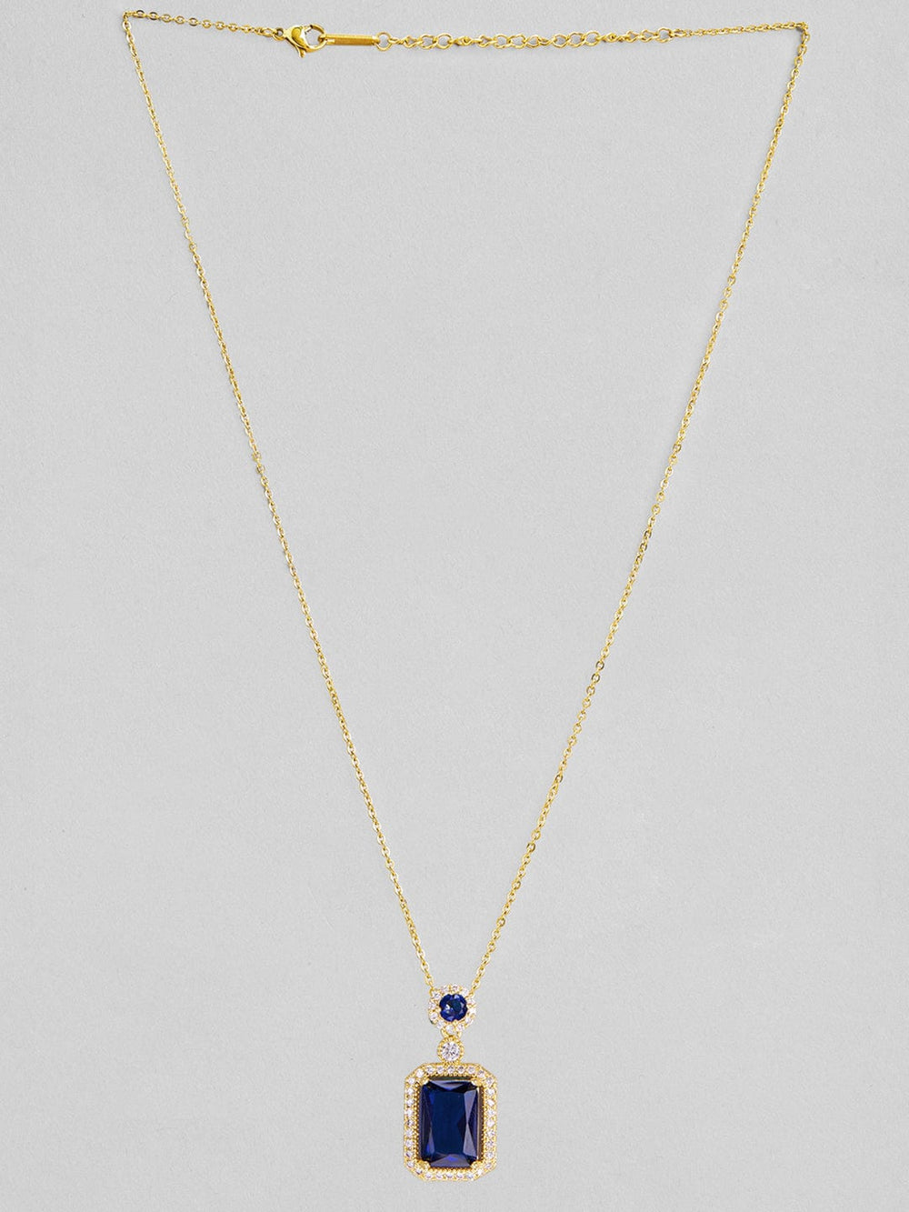 Rubans Voguish 22K Gold Plated Blue AD studded Pendant Chain. Chain & Necklaces