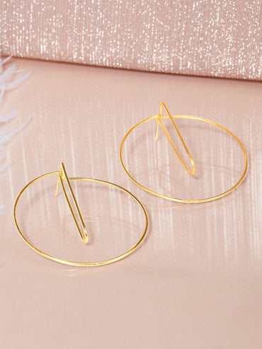 Rubans Voguish 22k Gold Plated Hoop Earrings With Modern Design Earrings