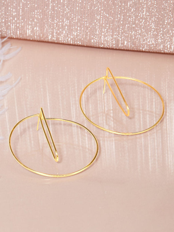 Rubans Voguish 22k Gold Plated Hoop Earrings With Modern Design Earrings