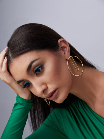 Rubans Voguish 22k Gold Plated Hoop Earrings With Modern Design Earrings