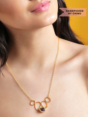 Rubans Voguish 24k Gold Plated Chain Necklace With Stone Chain & Necklaces